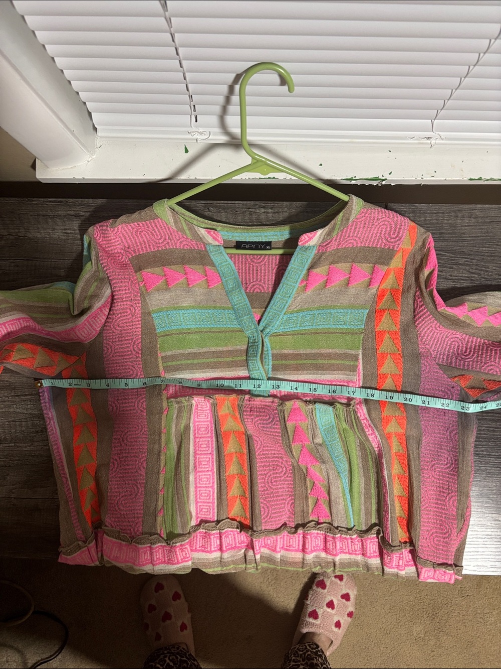 Boho Tiered Midi Dress in Pink and Green - Picture 6 of 7